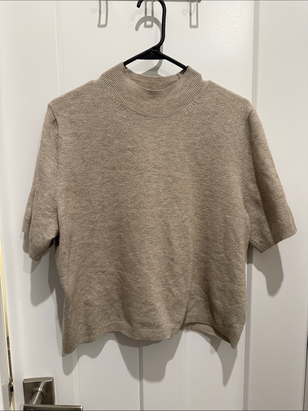 Neutral Short Sleeve Mock Neck Sweater